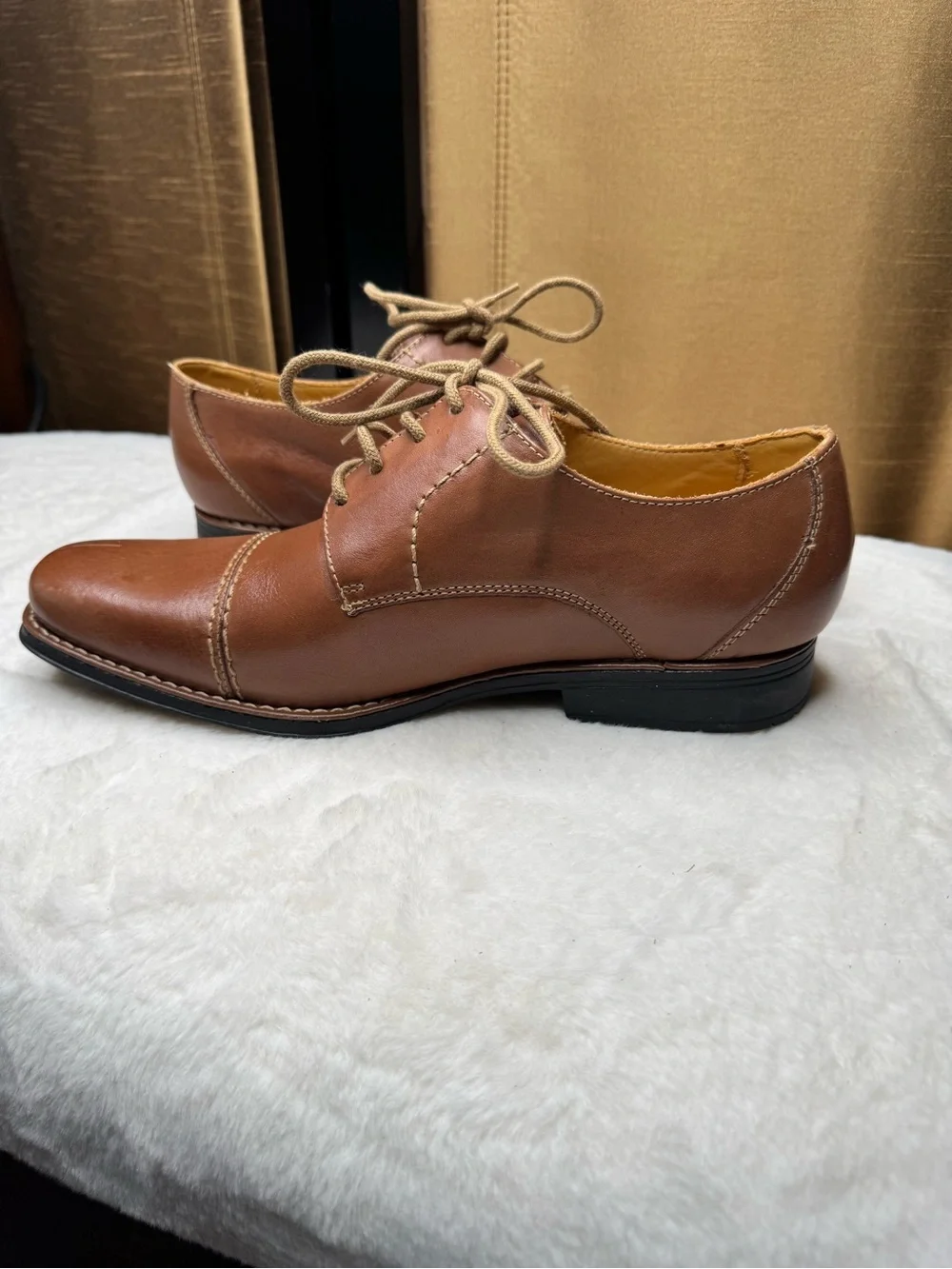 Sandro Moscoloni Cognac Leather Cap Toe Oxford Dress Shoes 7.5D